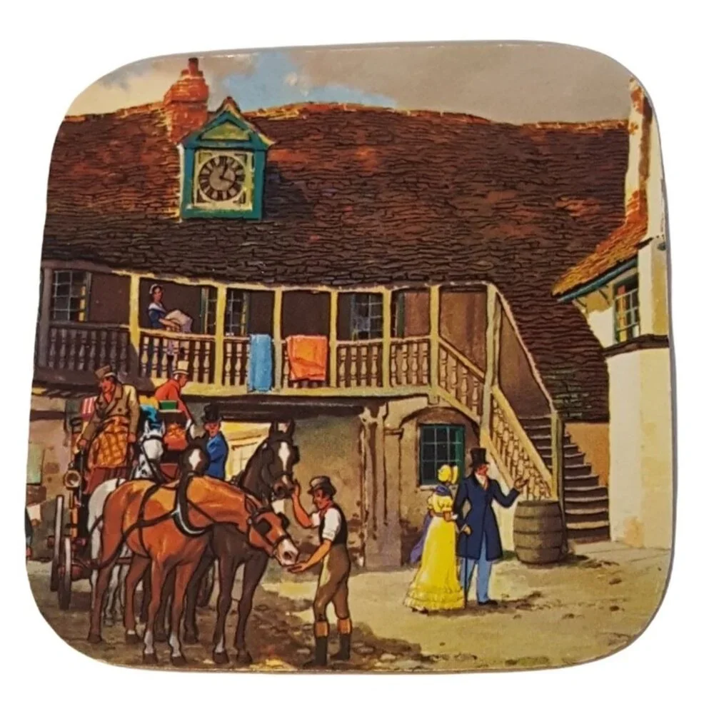 Pimpernel Coasters Vintage‎ English Inns Set of 6 Acrylic Cork England
